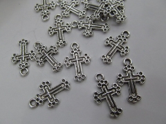 free ship-- 50pcs 15-20mm Deluxe Cross Pair Tower Charm Collection Antique Silver Tone Pendant Findi