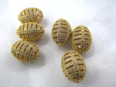 AAA GRADE 12pcs 13x18mm Micro Pave cubic zirconia beads Rice Barrel Drum silver gold gunmetal rose g