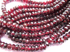 Genuine garnet gemstoner round rondelle wheel faceted crimsone red Burgundy jewelry beads 3x5 4x6 5x