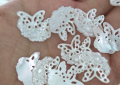 handmade 12pcs 25mm Genuine MOP Shell ,Animals Double Butterfly Carved white Jewelry Beads connector