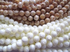 wholeasale Shell Jewelry 5strands 3 4 5 6 8 9 10mm MOP white shell bead round ball brown jewelry bea