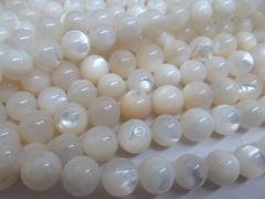 high quality genuine mop shell gem round ball white polished jewelry beads 4-16mm full strand