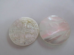 free ship--12pcs 22 30mm Genuine MOP Shell ,Pearl Shell Virgin Mary cross round coin Cameo Caved cab