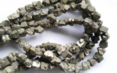 10-20mm full strand genuine Raw pyrite stone nuggets bead freeform iron gold box square cube faceted