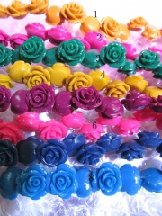wholeslae 2strands 6-15mm Acrylic Resin Platic bead resin jewelry rose fluorial rainbow carved jewel