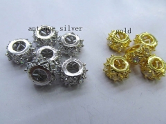 AAA grade 12pcs 6x10mm Micro Pave CZ Brass Spacer , Cubic Zirconia Rondelle Pinwheel Buttone Silver 
