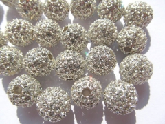 Hematite grey micro pave bling disco ball round spacer bead Round Hematite Gunmetal Antique Silver G