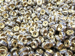 free ship--200pcs 4 -10mm Micro Pave Crystal spacer Brass European Bead Rondelle Pinwheel Buttone go