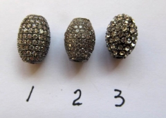 high quality 12pcs 12x16mm Pave Micro Rhinestone Brass Crystal Connector ,Rice Drum Hematite Gunmeta