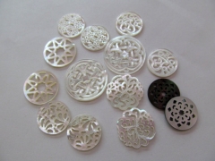 Mop shell beads12pcs 17-25mm Genuine MOP Shell ,Pearl Shell Pink balck white filigree Carved spacer 