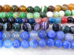 wholesale 5strands 4 6 8 10 12 14mm Agate gemstone round ball sapphire blue purple brown yellow rose