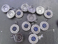 12pcs 22mm CZ Micro Pave Diamond Cubic Zirconia heart round coin horse eye evil earrings Healing Hand Charms Pendants