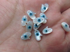 Top Drilled --24pcs 7charm10mm Genuine MOP Shell Blue White Mother of pearl shell turkish evil eye h