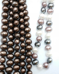 gorgeous Pearl bead 10x14mm full strand freeform egg nugget brown coffee mixed Necklace gemstone Loo