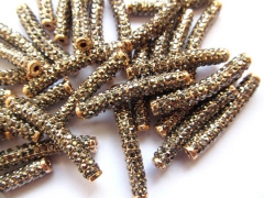 100pcs 6x30mm Vintage Rhinestone Brass Crystal Connector ,Bar Tube Hematite Gunmetal Antique Silver