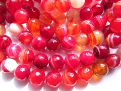 free ship--2strands 8 10 12mm Agate Carnerial gemstone Gem Round Ball cherry pink red faceted evil loose bead