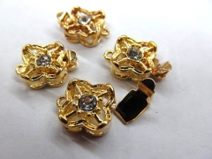 high quality 50pcs 10-12mm Metal cubic zirconia Clasp ,brass Clasp,flower clasp ,round,square