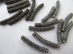 10pcs 6x30mm Vintage Rhinestone Brass Crystal Connector ,Bar Tube Hematite Gunmetal grey gray rhines