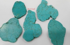 Top Drilled -- 60-80mm 10pcs high quality turquoise gemstone Freeform slab blue green Pendant