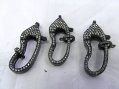unique jewelry clasp 6pcs 15-35mm CZ Micro Pave Diamond paved Lobster Clasps gunmetal black crystal 