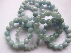 Wholesale 6 8 10 12 14 16mm 8inch Genuine Aquamarine Beryl Bracelet Round Ball Blue Transparent Jewe