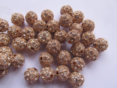 Freeship--50pcs 10mm Micro Crystal Rhinestone round ,Brass Spacer Round Ball Rose gold Charm Finding