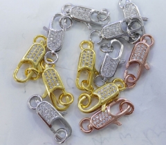 Necklace Clasp 12pcs 12-25mm CZ Micro Pave Diamond paved Lobster Clasps Jewelry findings Micro Pave 
