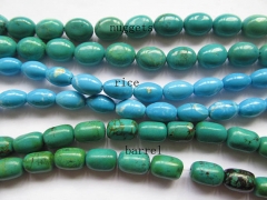 high quality 2strands 8-20mm Tibetant Turquoise stone drum rice barrel Bule Green spacer Bead