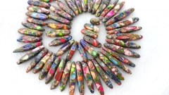 Wholesale Ocean Jasper necklace beads Multicolored Impression Jasper stone tooth spikes sharp Nekcla