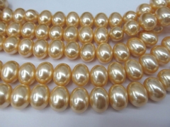 A GRADE Gold Pearl bead10x14mm full strand freeform egg nugget peach black white pink red chamapange