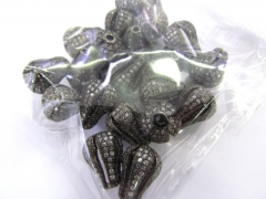 AAA GRADE 12pcs 10x15mm Micro Pave cubic zirconia spacer beads Rice Barrel Drum drop carved gunmetal charm connector