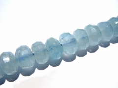high quality Genuine Aquamarine Beryl gemstone Rondelle Faceted Blue spacer beads 3x5 4x6 5x8 6x10 6