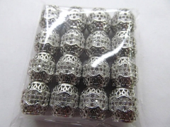 wholesale Stainless Steel European Beads, Drum Column Rice plated epoxy sticker & without troll 20PC