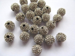 Antique Silver micro pave bling round spacer bead Round Hematite Gold gunmetal Finding 20pcs 6-14mm