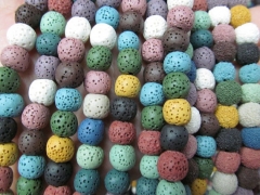 high quality 2strands 8 10 12 14 16mm Lava Volcanic Gem Round Ball Green Purple Red blue whie black Rainbow Bead