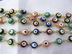10M 33ft 8mm high quality Silver or Golden Tone Evil Eye Bead Wire Beaded Chain Evil Eye Necklace Ch