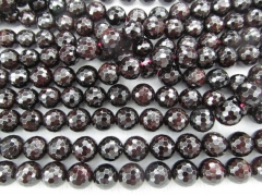 wholesale 6-14mm genuine garnet gorgeous round ball deep red faceted Burgundy jewelry beads garnet b