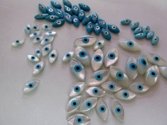 25pcs 4x8 5x10 7x14mm Top Quality Genuine MOP Shell mother of pearl Evil Eyes Marquise Blue White Ca