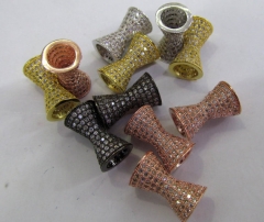 10pcs 10x20mm 24K gold CZ,Micro Pave set cubic zirconia beads bicone diamond Speaker gunmetal silver
