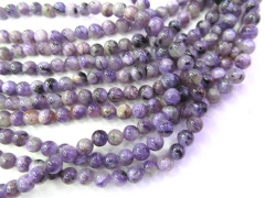 4 6 8 10mm Natural Charoite gemstone round ball purple loose bead  full strand