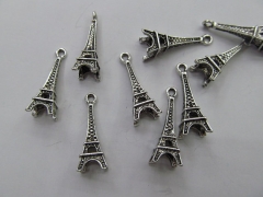 free ship-- 50pcs 15-20mm Deluxe Cross Pair Tower Charm Collection Antique Silver Tone Pendant Findi