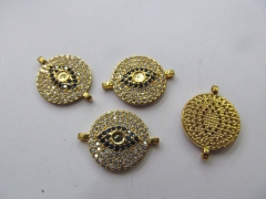 Double Loops--6pcs 20mm CZ Micro Pave Beads Spacer Beads roundel disc Micro Pave Disc Connector CZ Pave Connector Charm evil bea
