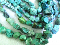 high quality Genuine Turquoise Gemmstone Nuggets Freeform faceted blue green balck 8-25mm full stran