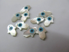 Top Drilled --12pcs 13charm20mm Genuine MOP Shell Blue White Mother of pearl shell turkish evil eye 