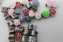 wholesale 50pcs 8x12mm Assorted Enamel Zinc Alloy European Beads, Leaf Leaves tree leaf platinum col