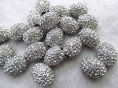 50pcs 8-20mm Pave Micro Rhinestone Brass Crystal Connector ,silver Rice Drum Hematite Gunmetal silve