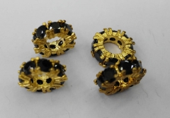 Top Quality 12pcs 8-12mm Micro Pave CZ Brass European Bead Cubic Zirconia Rondelle Pinwheel Buttone 
