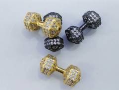 12pcs 22mm miro pave cubic zirconia diamond Live Lift Dumbbell Charms Tone 3D Fitness Charm connecto