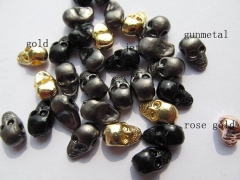 100pcs 6-12mm Mestal skull spacer bead skeleton charm beads hematite silver gold matte mixed Tone 3D