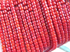 5strands 3-5mm high quality Red Coral Beads,Bamboo Coral Drum Column Heishi Handmade Polished Red Or